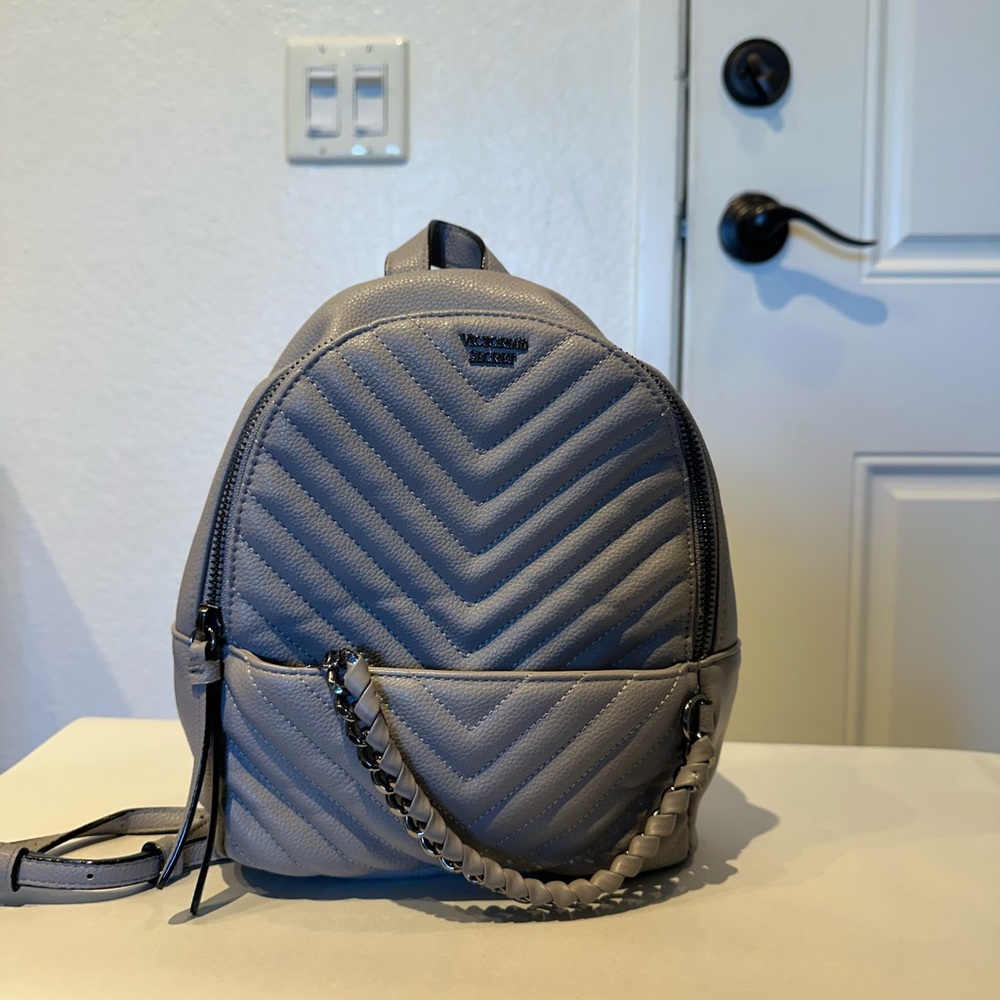 Victoria Secret Quilted Grey Backpack